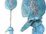 Silver Seahorse Clay Wind Chime