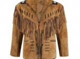 Native Western American Fringed Vintage Leather Jacket