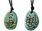 Twin Flame Atlantean Necklaces Blue Raku Ceramic Pendants 