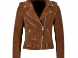 Women Vintage Suede Leather Biker Jacket