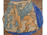 ANZU Sumerian Griffin Ceramic Tile on Wood 8-1/2" x 7-3/4Plaque 