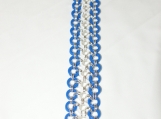 Blue and White Chainmaille Cuff Bracelet