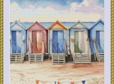 Colourful Beach Huts Cross Stitch Pattern