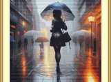 Girl In The Rain Cross Stitch Pattern
