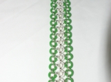 Green and White Chainmaille Cuff Bracelet 