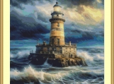 Lighthouse On The Rocks Cross Stitch Pattern