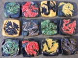 Set 12 Ceramic Dragon Mosaic Tiles 1-1/2'' x 1-1/2'' 
