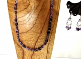 Amethyst Oval Chip Necklace & Earrings