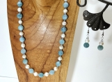 Blue Quartz & Swarovski Pearl Necklace Set