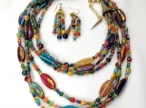 Colorful Glass Bead Necklace & Earring Set