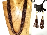 Copper Shimmer Multi Strand Necklace & Earrings
