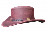 Crazy Horse Burgundy Leather Bush Hat