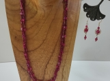 Fushia Pink Art Glass 3 Strand Choker & Earrings