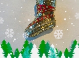 Gold and Red Sequined Christmas Elf Shoe