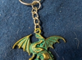 Green and gold Dragon key chain