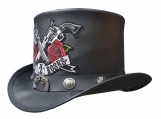 Guns & Roses Black Leather Top Hat