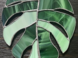 Monstera leaf in stained glass/ sun catcher handmade.very pretty