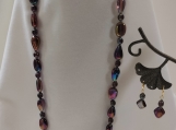 Purple Aurora Borealis Art Glass Necklace & Earring Set