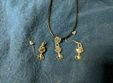 Siamese cat pendant set on wax leather necklace