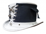 Steampunk Victorian Vest White Leather Top Hat