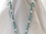 Turquoise Lampwork Glass Focal on Beaded Strand