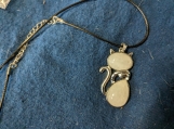 Clear quartz stone cat pendant