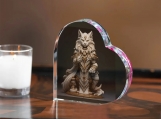 Ancient Cat Heart Shaped Acrylic Desktop Ornament
