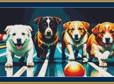 Bowling Dogs Cross Stitch Pattern