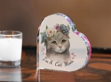 Cat Mom Novelty Heart Shaped Acrylic Desktop Ornament