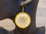 Crescent moon embroidered earrings