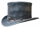 El Dorado Distressed Black Leather Top Hat