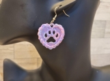 Embroidered puppy paw earrings