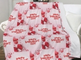 Happy Valentines Day Polyester Premium Fleece Blanket