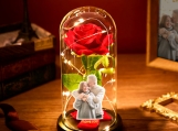 Personalized Led Night Light Glass Cover Eternal Red Rose Flower