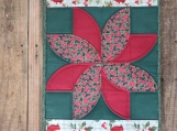 Quilted Placemat set Cardinal with Poinsettia