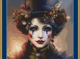 Steampunk Woman Clown Cross Stitch Pattern