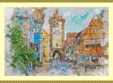 Town Clock Cross Stitch Pattern