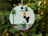 Yoga Student Round Christmas Ceramic  Ornaments