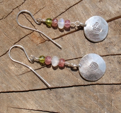 Summer Mountain Lotus Earrings with a fine silver on sterling wires.