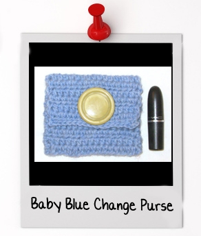 Cell phone cover or change purse-Baby Blue w Large Button. 