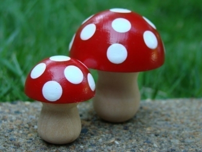 Red Mushroom Pair Figurines.