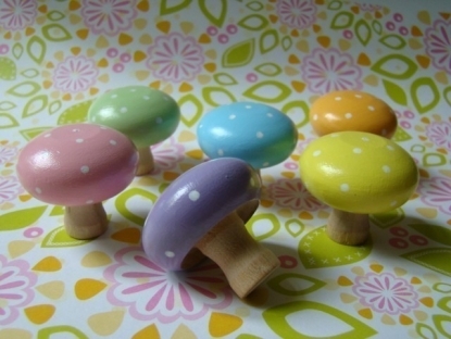 Shabby Chic Mushrooms Figurines.