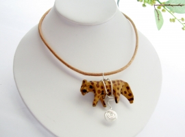 Leather Choker with Vintage Animal Bead from GalleriaLinda
