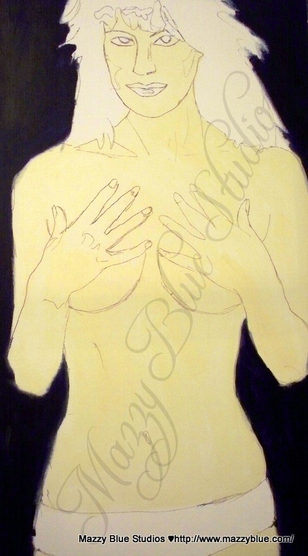Fragment of a painting, woman's body, nude.