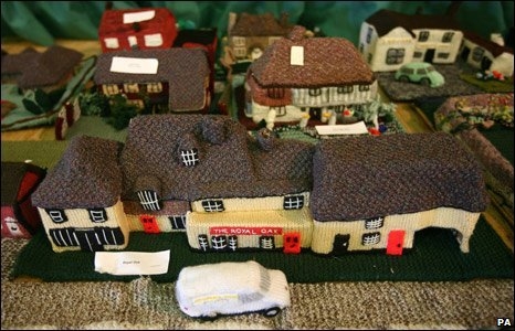 Knitted Village by ladies from England.