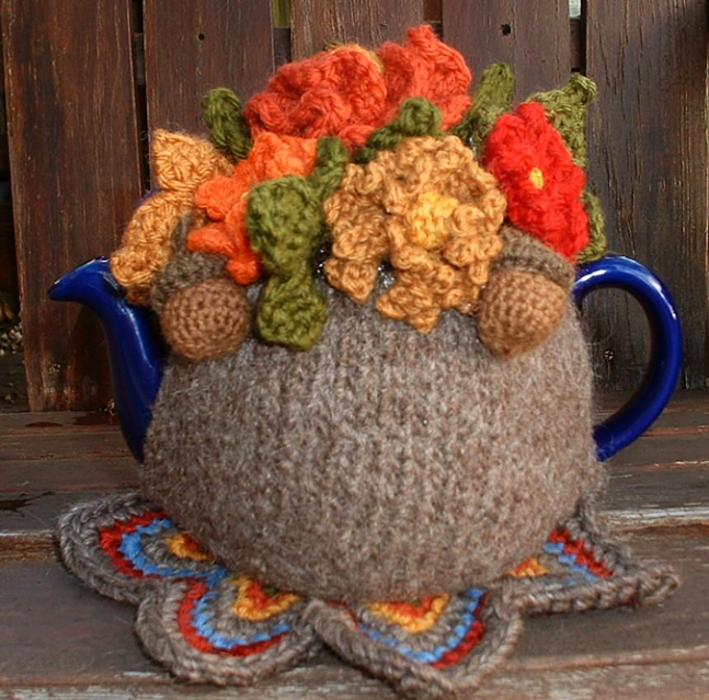 2 Cup Handknitted and Felted Tea Cosy.