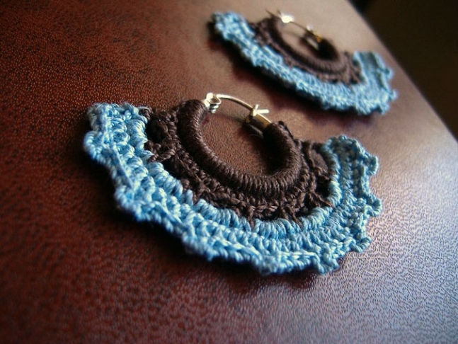 Sterling Silver Crochet Hoops. 