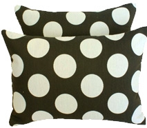 Decorative Pillow with White Polka Dots on Chocolate Brown.