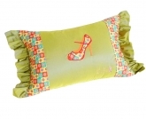 Girly Green Embroidered Pillow with Ruffles for Layla Grace Charity.
