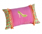 Layla Grace Charity Girly Silk Shoe Pillow Orange PinkTassels. 